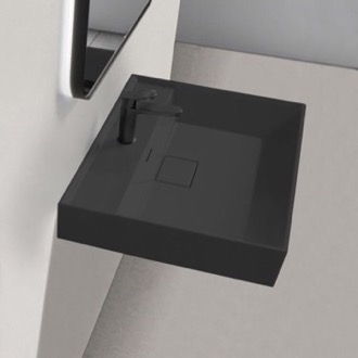 Bathroom Sink Black Wall Mounted Ceramic Bathroom Sink CeraStyle 037007-U-97